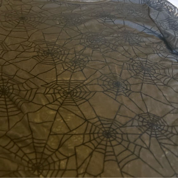 Spider Web Sheer Black Long Sleeve Emo Goth Pull Over Blouse, Medium New - Picture 3 of 8